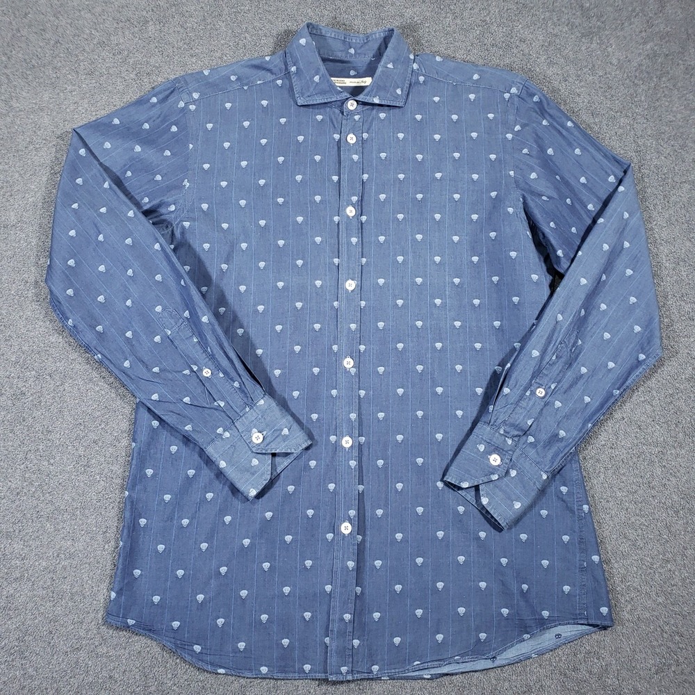 Maurizio Baldassari Button Up Shirt Men Small Blue White Long Sleeve‎ Italy